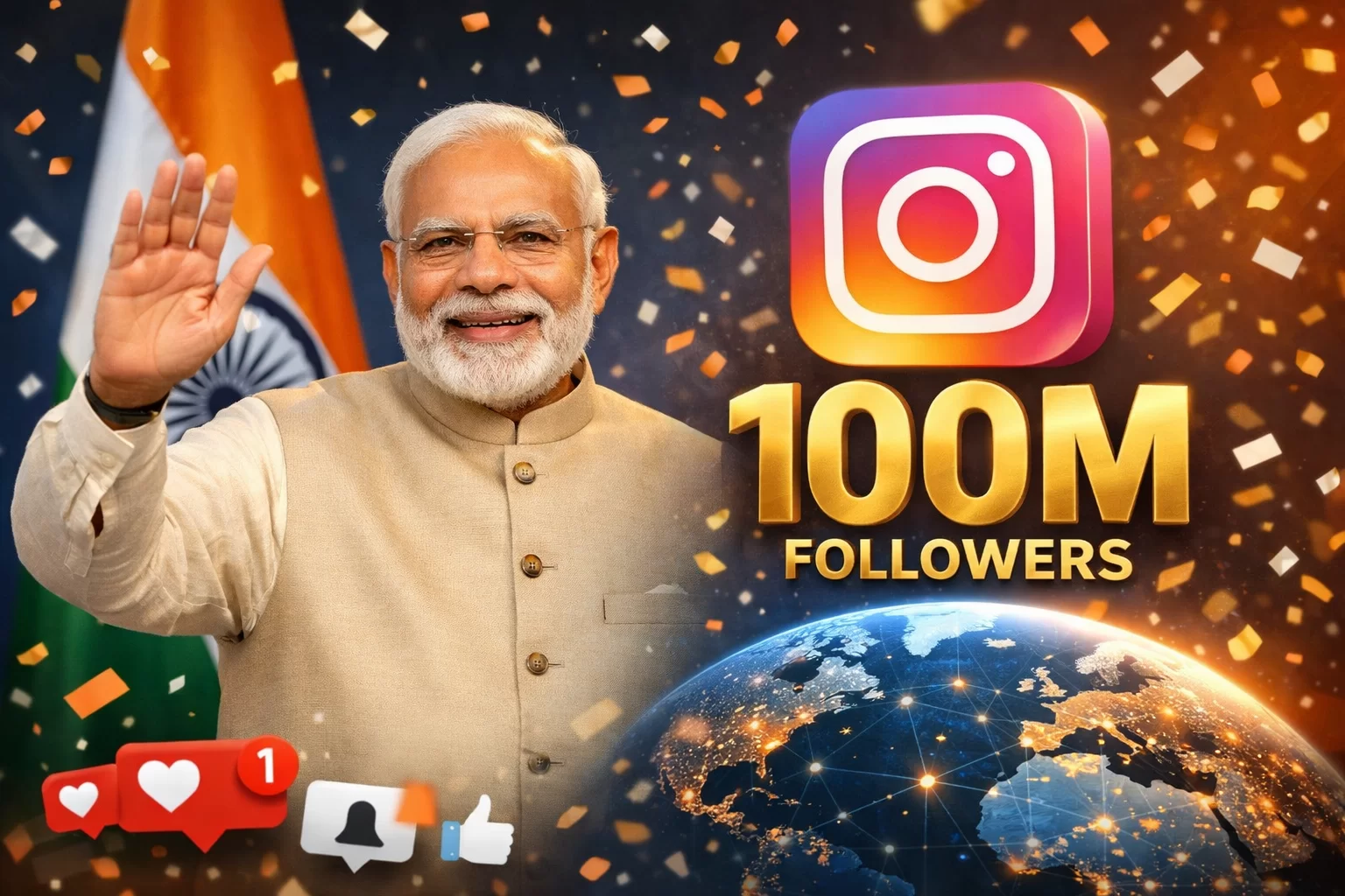 PM મોદીએ રચ્યો ઇતિહાસ: ઇન્સ્ટાગ્રામ પર 100 મિલિયન ફોલોઅર્સ પાર કરનાર પ્રથમ વૈશ્વિક નેતા