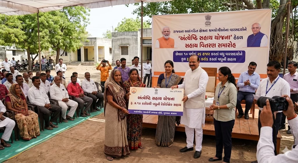 શ્રમિકોના પડખે ઉભી રાજ્ય સરકાર: ‘અંત્યેષ્ઠિ સહાય યોજના’ હેઠળ વારસદારોને એક જ દિવસમાં કરોડોની રકમ ચૂકવાઈ
