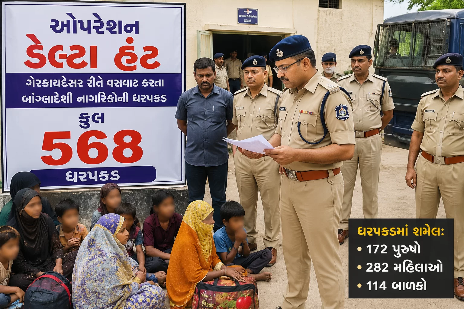 ઓપરેશન ડેલ્ટા હન્ટ' હેઠળ ગુજરાતભરમાં 568 ગેરકાયદેસર બાંગ્લાદેશી નાગરિકોની ધરપકડ